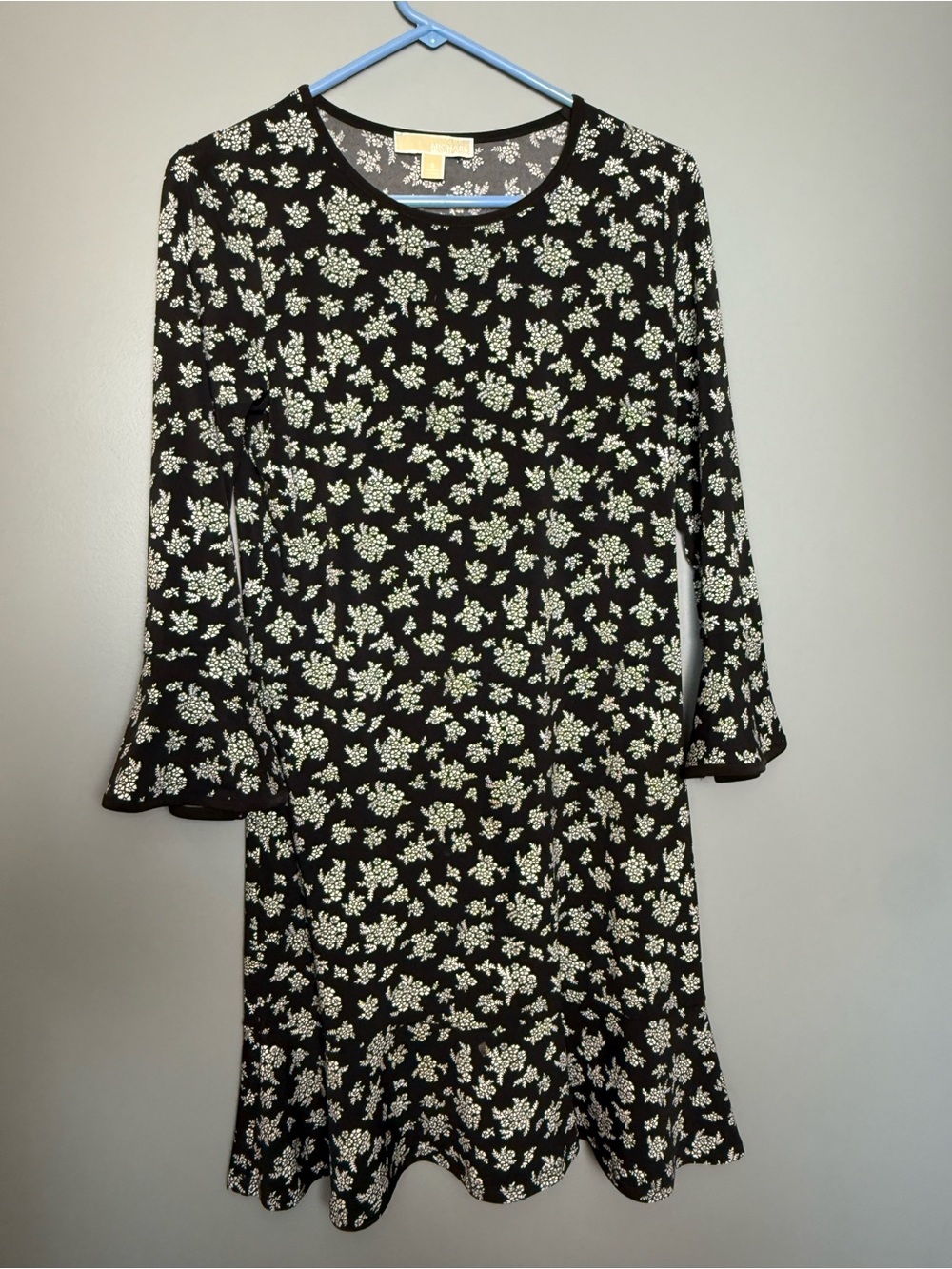 Michael Kors Black & White Floral Flounce A-Line Dress – Size S
